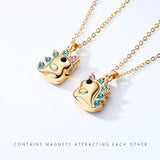 2PCS Distance Monster Pendant Matching Couples Necklace Friendship Jewelry