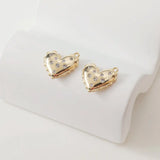 2PCS Heart Pendant Zircon Charms for Jewelry Making DIY Brass 14k Plated