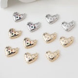2PCS Heart Pendant Zircon Charms for Jewelry Making DIY Brass 14k Plated