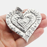 2PCS Tibetan Silver Three Heart Shape Charms Pendants for Jewelry Findings