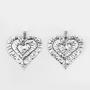 2PCS Tibetan Silver Three Heart Shape Charms Pendants for Jewelry Findings