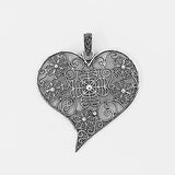 2PCS Tibetan Silver Filigree Flower Heart Charms Pendants DIY Jewelry Findings