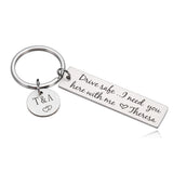 2PCS Drive Safe Keyring with Initials Names Engraved Gift
