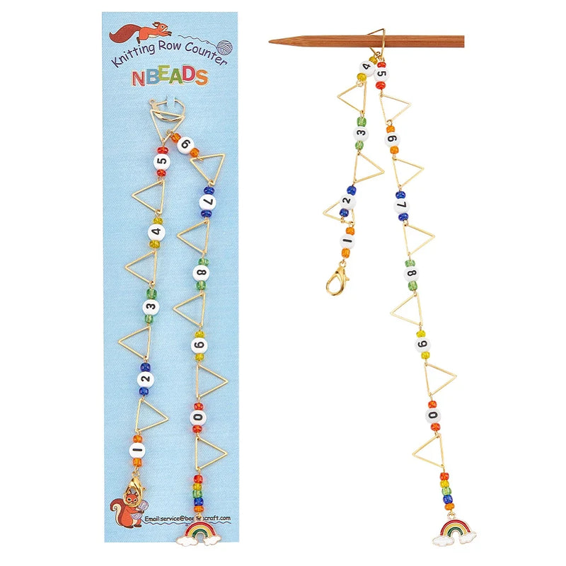 2PCS Triangle Ring Row Counter Chains Enamel Rainbow Stitch Marker