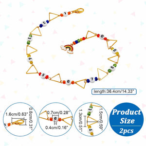 2PCS Triangle Ring Row Counter Chains Enamel Rainbow Stitch Marker