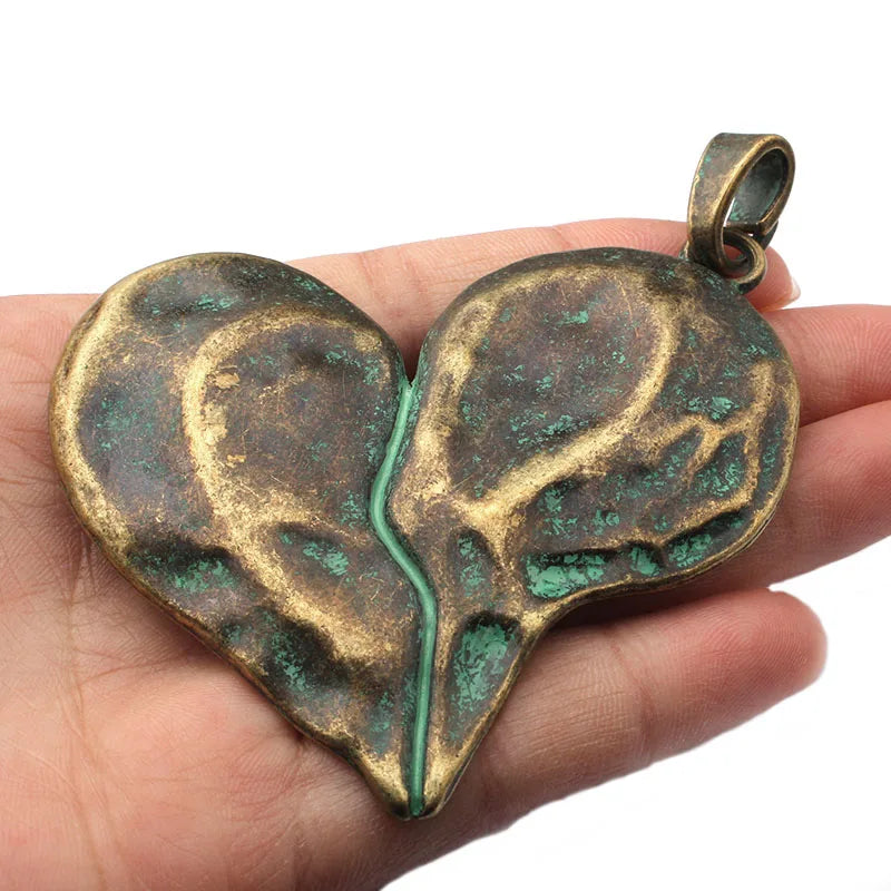 2PCS Large Heart Charm Pendant for Necklace Jewelry Findings 70x63mm