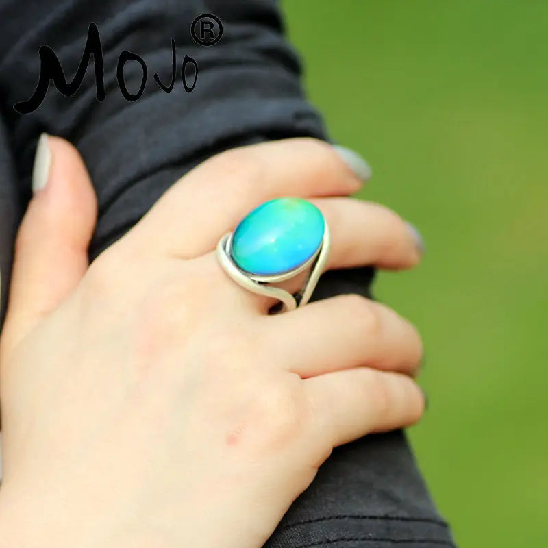 2PCS Vintage Bohemia Retro Mood Ring Temperature Control Emotional Feeling Ring
