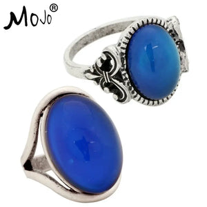 2PCS Vintage Bohemia Retro Mood Ring Temperature Control Emotional Feeling Ring