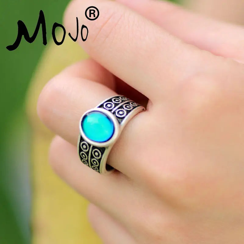 2PCS Bohemia Retro Mood Ring Emotion Feeling Changeable Ring