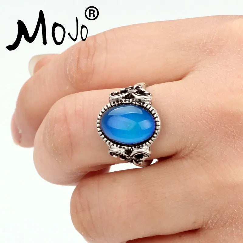 2PCS Vintage Bohemia Retro Mood Ring Temperature Control Emotional Feeling Ring