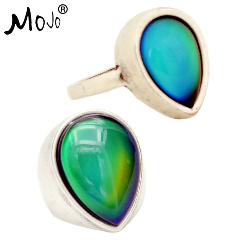 2PCS Vintage Mood Ring Set Wedding Rings of Strength for Women Men Jewelry