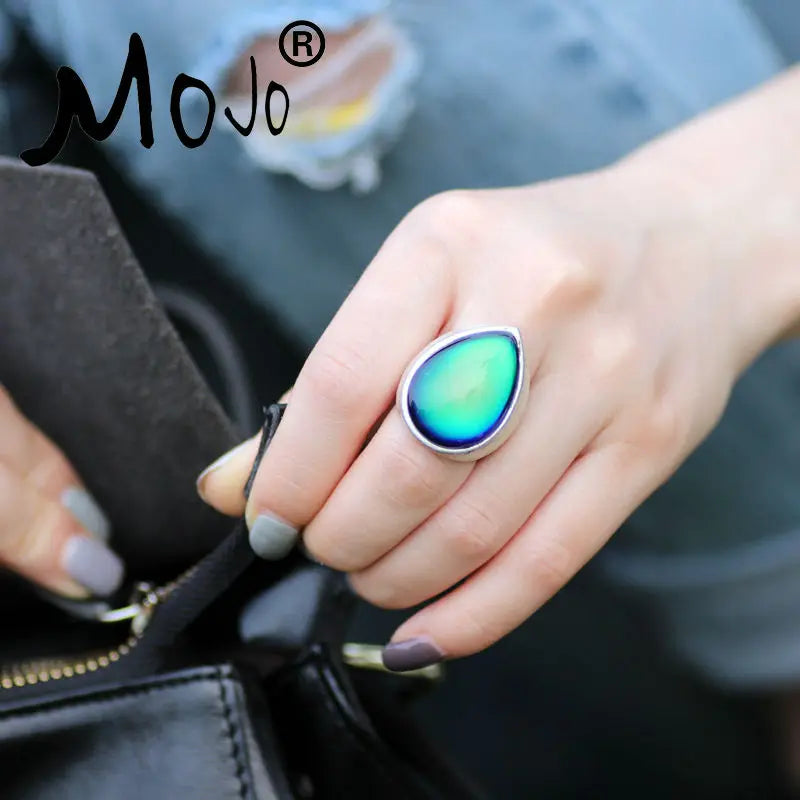 2PCS Vintage Mood Ring Set Wedding Rings of Strength for Women Men Jewelry