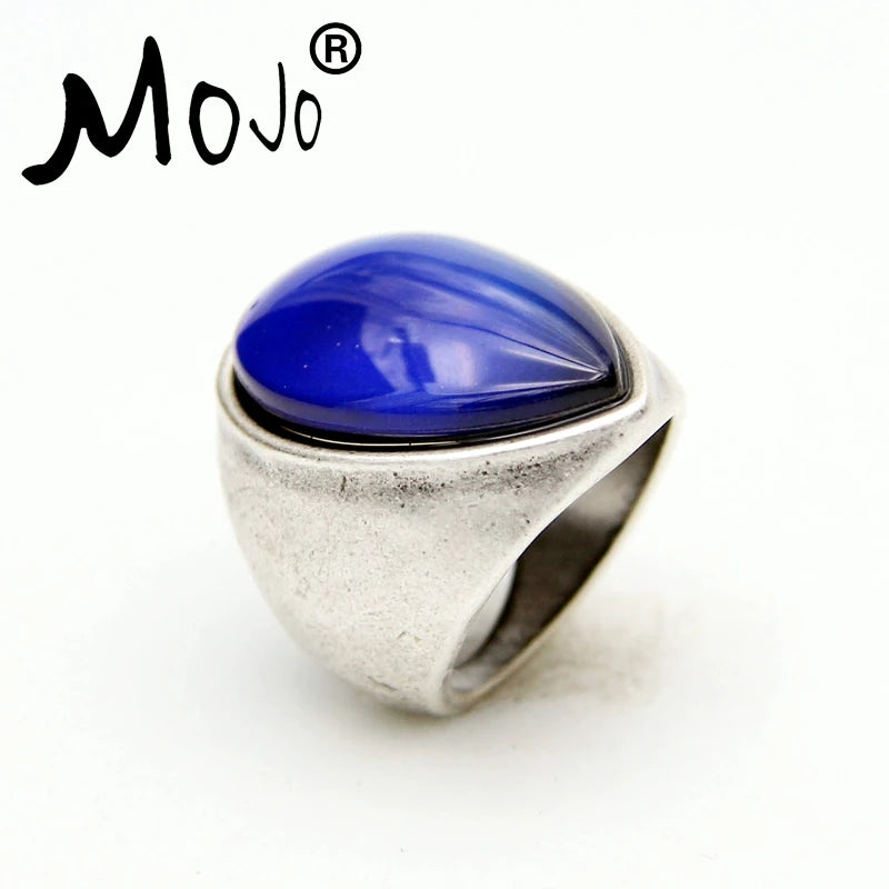 2PCS Vintage Mood Ring Set Wedding Rings of Strength for Women Men Jewelry