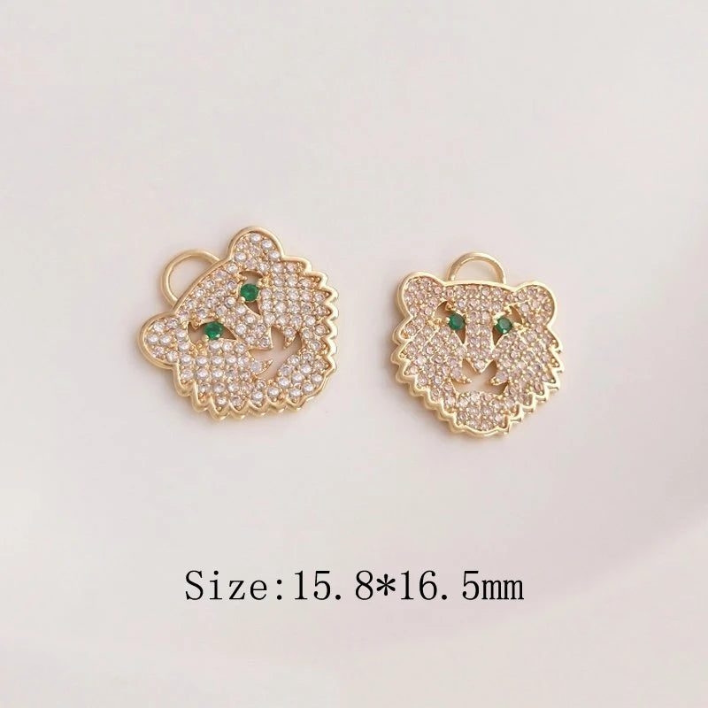 Zircon Tiger Pendant Necklace for DIY Jewelry Making