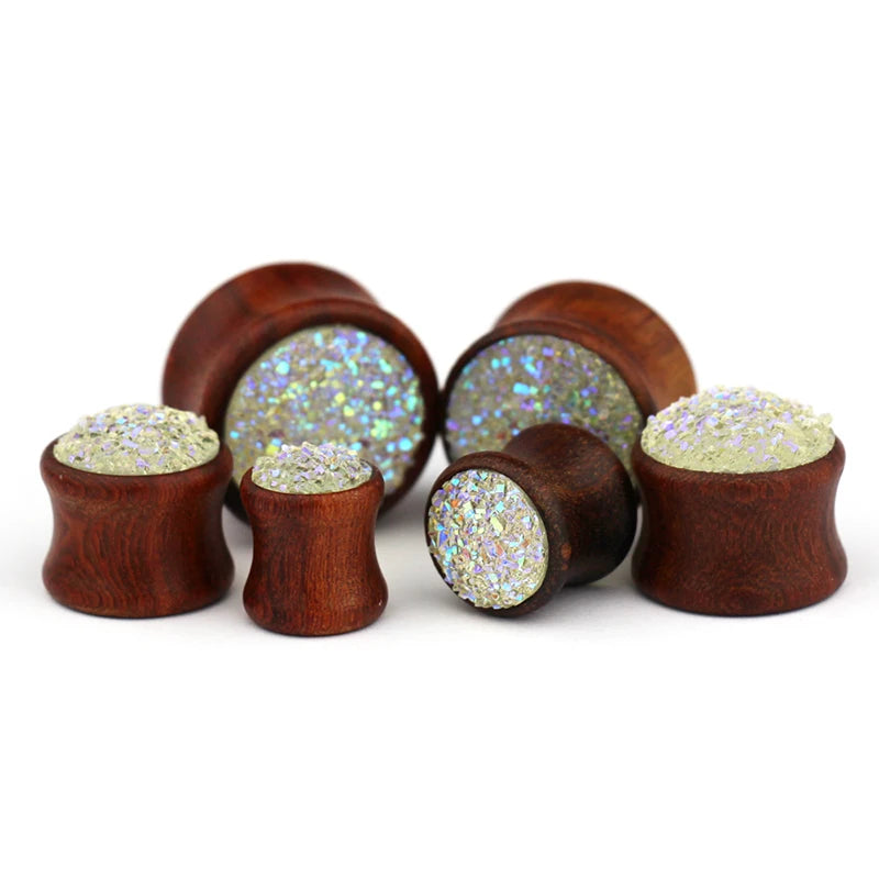 2PCS Wood Ear Plugs Gauges Earrings Flesh Tunnel Expander Stretcher 10-20mm