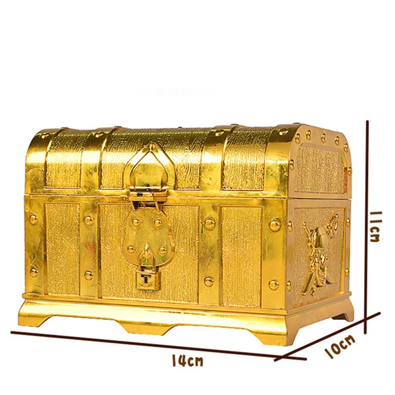 2PCS Vintage Lock Chest Jewelry Storage Box Keepsake