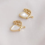 2PCS Zircon Shell Charms Jewelry Making Pendants Plated Brass Accessories