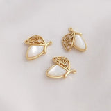 2PCS Zircon Shell Charms Jewelry Making Pendants Plated Brass Accessories