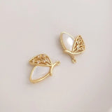 2PCS Zircon Shell Charms Jewelry Making Pendants Plated Brass Accessories