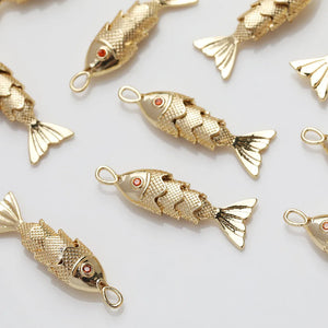 2PCS 14K Plated Small Fish Pendant DIY Jewelry Supplies