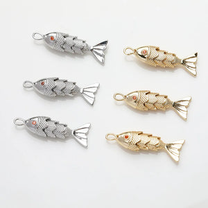 2PCS 14K Plated Small Fish Pendant DIY Jewelry Supplies