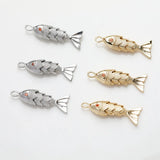 2PCS 14K Plated Small Fish Pendant DIY Jewelry Supplies