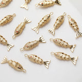 2PCS 14K Plated Small Fish Pendant DIY Jewelry Supplies