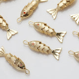 2PCS 14K Plated Small Fish Pendant DIY Jewelry Supplies