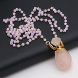 Rose Quartz Perfume Bottle Pendant Necklaces DIY Jewelry Making Charm Gift