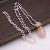 Rose Quartz Perfume Bottle Pendant Necklaces DIY Jewelry Making Charm Gift