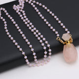Rose Quartz Perfume Bottle Pendant Necklaces DIY Jewelry Making Charm Gift