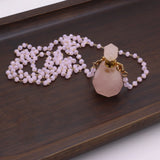 Rose Quartz Perfume Bottle Pendant Necklaces DIY Jewelry Making Charm Gift