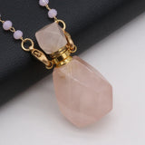 Rose Quartz Perfume Bottle Pendant Necklaces DIY Jewelry Making Charm Gift