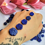 2PCS Lapis Lazuli Flower Carved Beads 9-18mm for DIY Jewelry Making