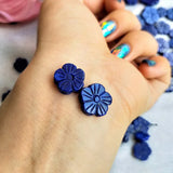 2PCS Lapis Lazuli Flower Carved Beads 9-18mm for DIY Jewelry Making