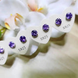 5-6mm Natural Gemstone 925 Silver Stud Earrings