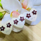 Natural Red Garnet Stud Earrings Set