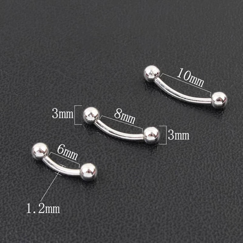 925 Silver Eyebrow Tragus Piercing Lip Ring 1.2*6/8/10/12mm Body Jewelry