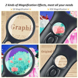 2Pc Magnifying Glass With Light-3X 45X Handheld Magnifier With 3 LED Light