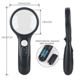 2Pc Magnifying Glass With Light-3X 45X Handheld Magnifier With 3 LED Light