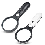 2Pc Magnifying Glass With Light-3X 45X Handheld Magnifier With 3 LED Light