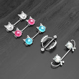 Crystal Cat Nipple Piercing Jewelry 316L Stainless Steel Nipple Rings