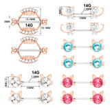 Crystal Cat Nipple Piercing Jewelry 316L Stainless Steel Nipple Rings