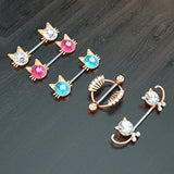 Crystal Cat Nipple Piercing Jewelry 316L Stainless Steel Nipple Rings