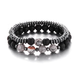 2Pc/Sets Frosted Stone Bracelet For Men Punk Hip Hop Energy Charm Jewelry