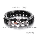 2Pc/Sets Frosted Stone Bracelet For Men Punk Hip Hop Energy Charm Jewelry