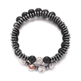 2Pc/Sets Frosted Stone Bracelet For Men Punk Hip Hop Energy Charm Jewelry
