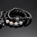 2Pc/Sets Frosted Stone Bracelet For Men Punk Hip Hop Energy Charm Jewelry