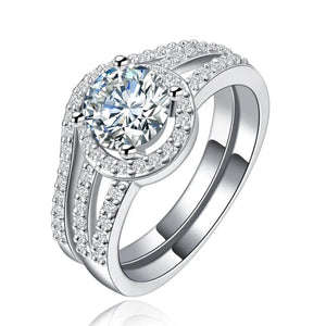 2Pc Zircon Lady Wedding Ring Sets Full Round