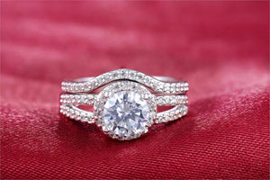 2Pc Zircon Lady Wedding Ring Sets Full Round